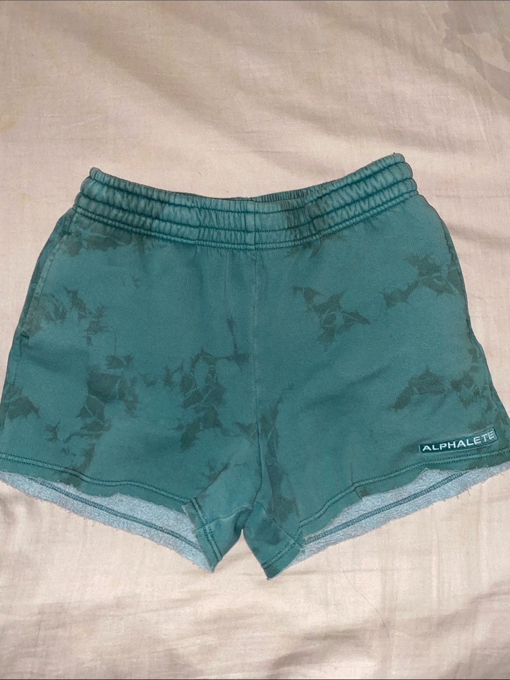 Alphalete Teal Green Camo-Print Women’s Athletic Shorts